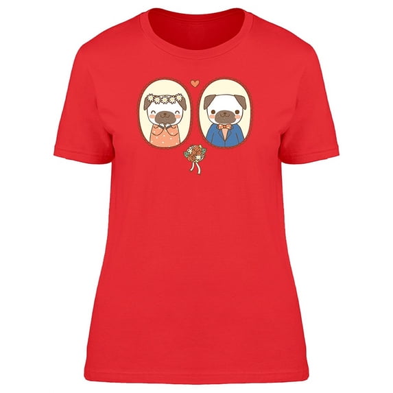 Cute Pug Dogs In Love T-Shirt Women -Image by Shutterstock, Female Large