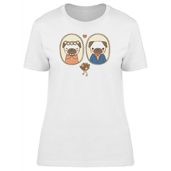 Cute Pug Dogs In Love T-Shirt Women -Image by Shutterstock, Female Large