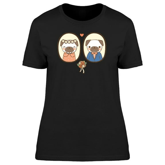 Cute Pug Dogs In Love T-Shirt Women -Image by Shutterstock, Female Medium