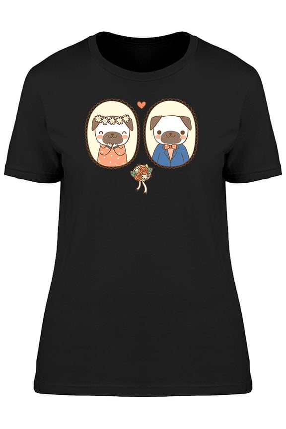 Cute Pug Dogs In Love T-Shirt Women -Image by Shutterstock, Female Medium
