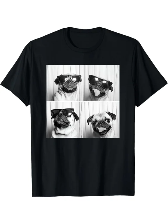 Cute Pug Face Pet Photobooth Cool Pug With Sunglasses T-Shirt