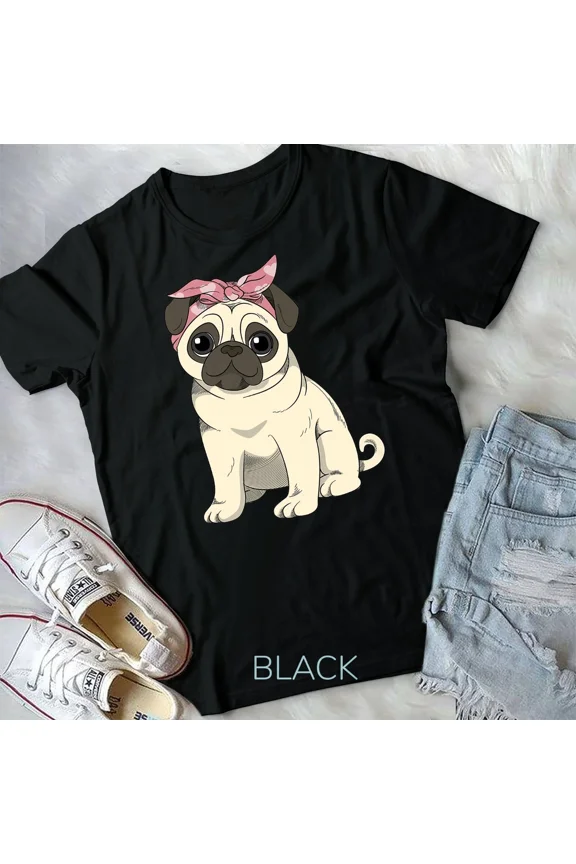 Cute Pug Girl Unisex Tshirt