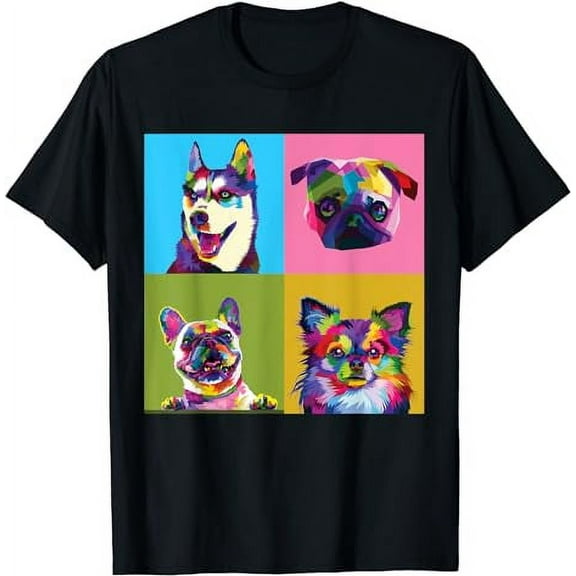 Cute Pug Husky Chihuahua Pitbull Colorful Dog Mom Dad Gift T-Shirt