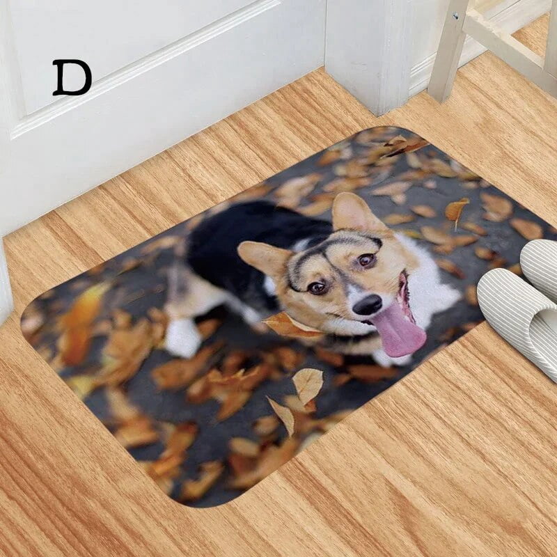 Cute Pug Husky Dog Pattern Anti-Slip Flannel Carpet Door Mat Doormat ...