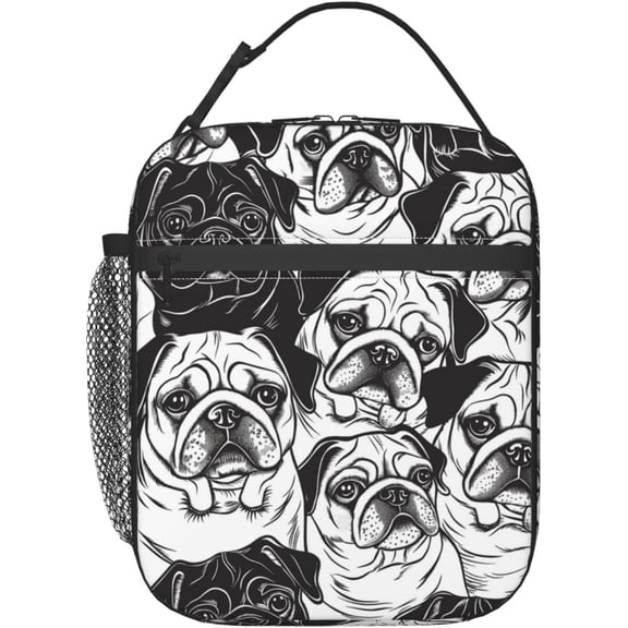 Cute Pug Lunch Box for Adults Women Animal Dog Lunch Box Insulated Cooler Reusable Lunch Bag Container Gifts for Work Office Picnic Travel