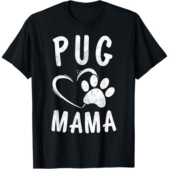Cute Pug Mama Gift Pet Pugs Lover Apparel Dog Puggle Mom T-ShirtMen and women, White Black T-shirt, size: Extra large S-391XL