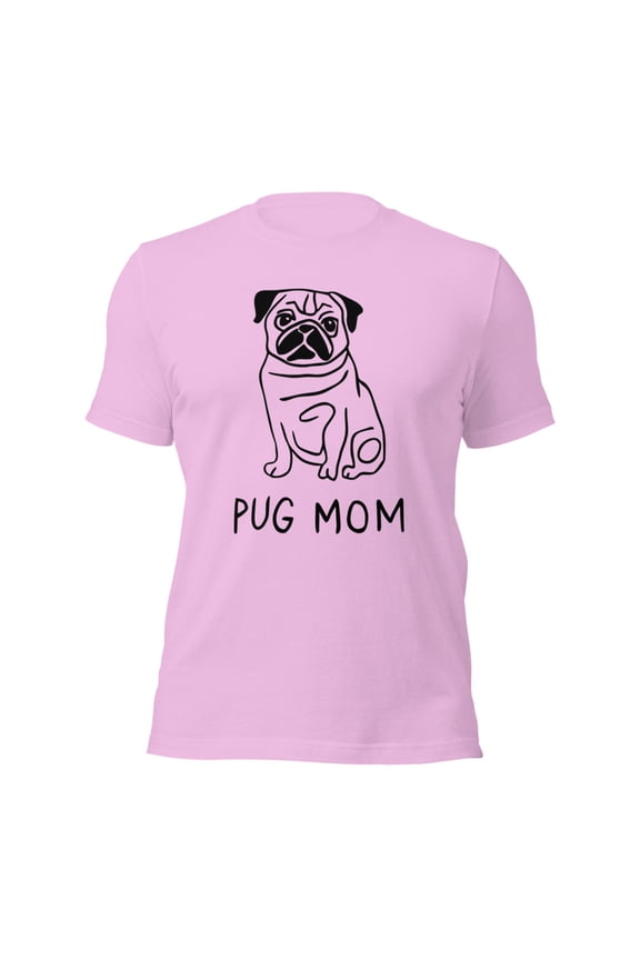 Cute Pug Mom T-Shirt, Funny Dog Lover Gift, Pet Owner Tee (Lilac, 2XL)