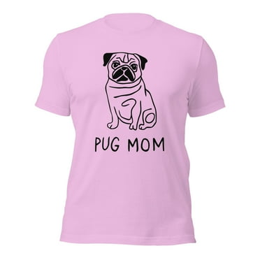 Cute Pug Mom T-Shirt, Funny Dog Lover Gift, Pet Owner Tee (Lilac, L)