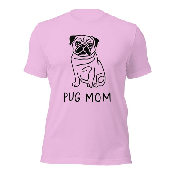 Cute Pug Mom T-Shirt, Funny Dog Lover Gift, Pet Owner Tee (Lilac, S)