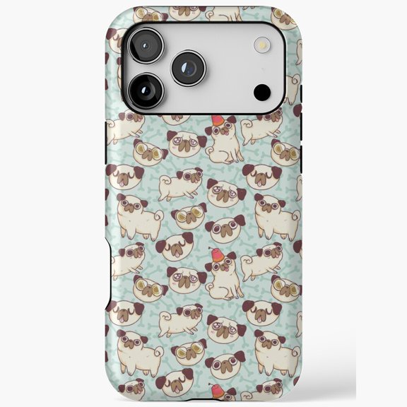 Cute Pug Party Pattern Phone Case Cover for iPhone 17 11 12 13 14 15 17 Pro Max