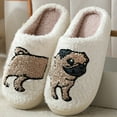 thumbnail image 1 of Cute Pug Plush Slippers, Warm Indoor House Shoes for Women Men, 1 of 10