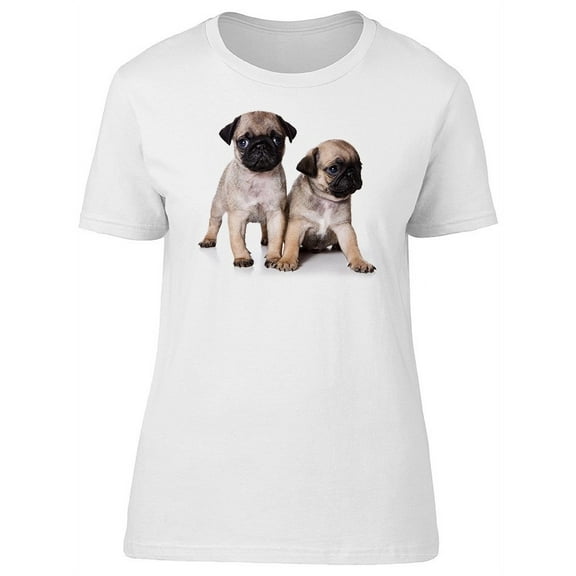 Cute Pug Puppies, Doggies T-Shirt Women -Image by Shutterstock, Female Medium