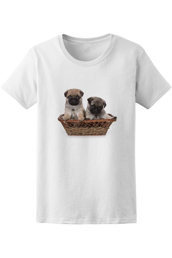 Cute Pug Puppies Graphic Tee Women's -Image by Shutterstock