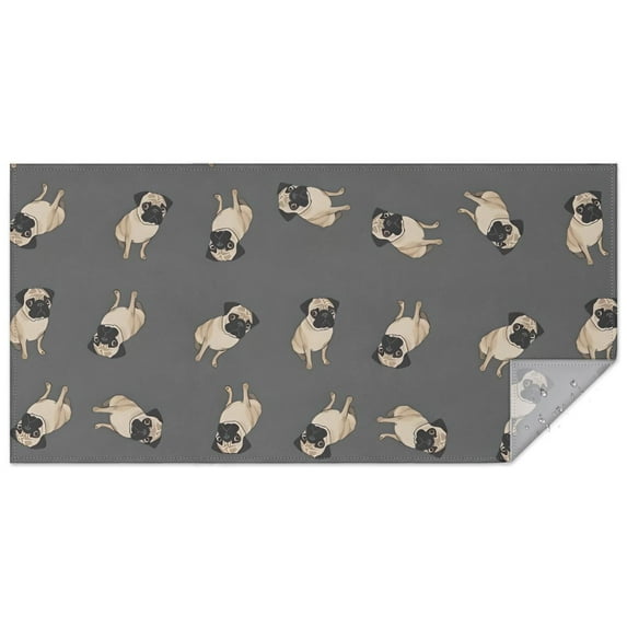 Cute Pug Puppies Rectangle Tablecloth 60"x120",Waterproof Polyester Rectangle Table Cloth, Wipeable Spillproof Polyester Tablecloth for Dining, Camping, Indoor and Outdoor