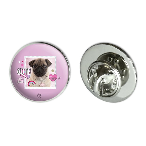 Cute Pug Puppy Dog Love Metal 0.75" Lapel Hat Pin Tie Tack Pinback