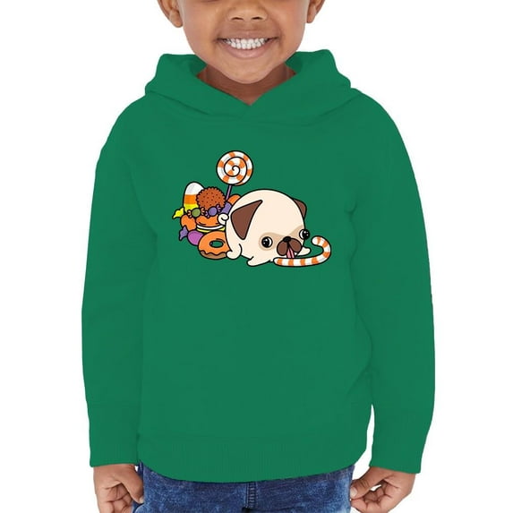 Cute Pug W Candies Hoodie Toddler -Image by Shutterstock, 4 Toddler
