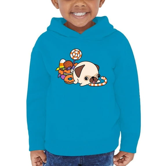 Cute Pug W Candies Hoodie Toddler -Image by Shutterstock, 4 Toddler