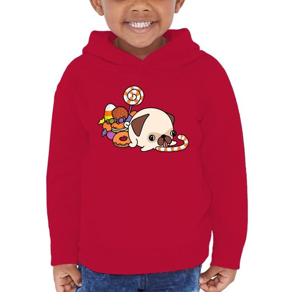 Cute Pug W Candies Hoodie Toddler -Image by Shutterstock, 5 Toddler