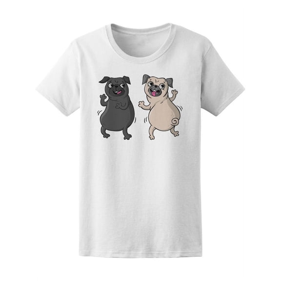 Cute Pugs Dancing T-Shirt Women -Image by Shutterstock, Female Medium