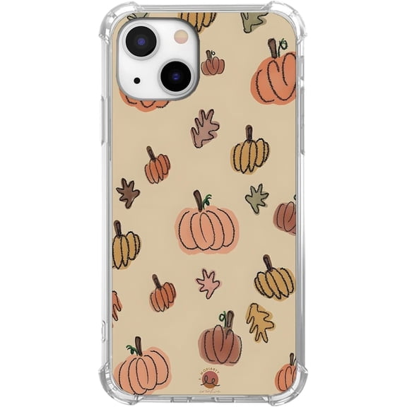 Cute Pumpkin Autumn Leaves Case for iPhone 15, Artistic Halloween Designs, Trendy Cool Soft TPU Bumper Case for iPhone 15