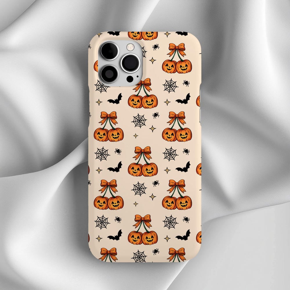 Cute Pumpkin Bows Bats Halloween Phone Case with iPhone 17 to 11 Pro ...