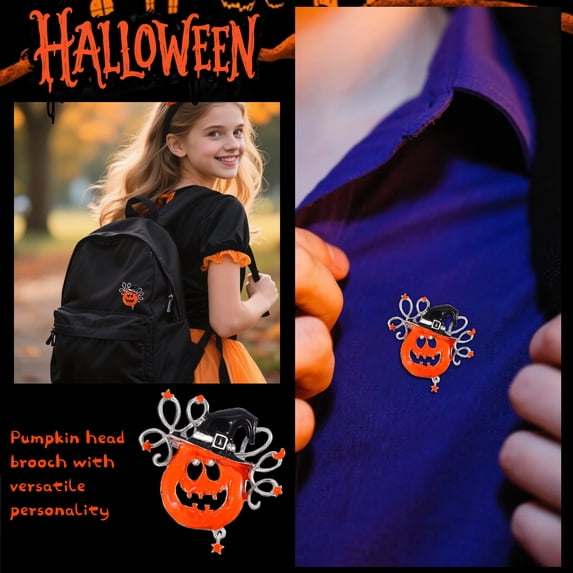 Cute Pumpkin Brooch Pin for Women, Halloween Decorations Jewelry Accessory, Enamel Lapel Pin for Thanksgiving Festival, Holiday Gift for Bag Hat Suit Scarf