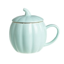 Cute Pumpkin Cup with Lid Blue A, Holiday Decoration Pumpkin Cup Creative Pumpkin Cup Ceramic Pumpkin Cup with Lid Halloween Decoration Pumpkin Cup Autumn Decoration Indoor Coffee Cup Ceramic Cup