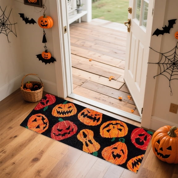 Cute Pumpkin Fall Halloween Bath Mat Microfiber Shaggy Gothic Halloween Bathroom Rug Non Washable Halloween Shower Bath Rug Bathroom Carpet Home Decor