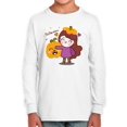 thumbnail image 1 of Cute Pumpkin Girl Long Sleeve Toddler - Toddler Long Sleeve Tee, White, 1 of 4