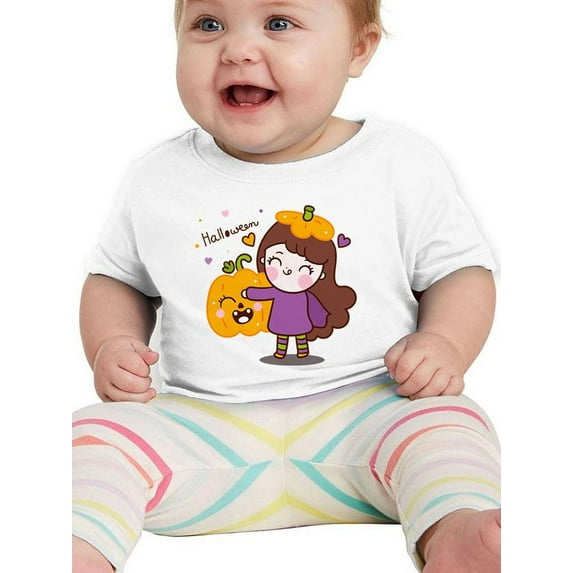 Cute Pumpkin Hat Girl T-Shirt Infant -Image by Shutterstock, 12 Months