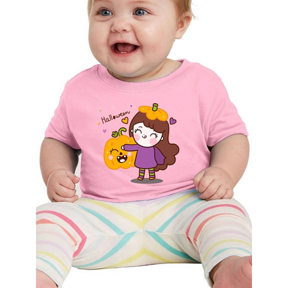 Cute Pumpkin Hat Girl T-Shirt Infant -Image by Shutterstock, 12 Months