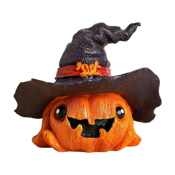 Cute Pumpkin Head Witch Hat Ornament Festive Party Table Decoration