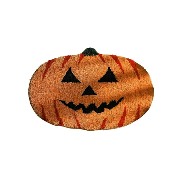 Cute Pumpkin Maple Leaf Shaped Rugs, Pumpkin Bathroom Rugs for Happy Halloween, Machine Washable Orange Bath Rugs, Tub Living Bedroom Kitchen Decoration, Area Rugs Gift 23.6"x15.75"