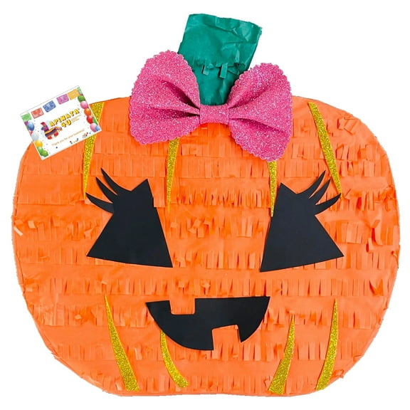 Cute Pumpkin Pinata With Glitter Bow Fall Theme Baby Shower It’s A Girl