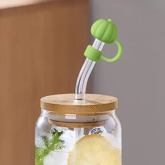 Cute Pumpkin Shaped Straw Toppers, Soft Bendable Straw Decor Caps, Multi Tone Straw Accessories for Glass Cups and Daily Drinking Tumblers