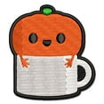 thumbnail image 1 of Cute Pumpkin Spice In Mug Coffee Applique Multi-Color Embroidered Hook & Loop Patch - 3 Inch Medium, 1 of 5