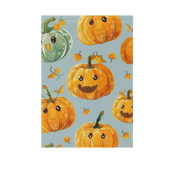 Cute Pumpkin and Leaf Garden Flag 12X18 Double Sided Yard Flags for Outside Outdoor All Seasonal Decoration