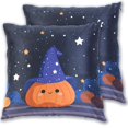 thumbnail image 1 of Cute Pumpkin at Halloween Starry Night Throw Pillow Covers Pillowcases 18 x 18 Inch Home Decor 2 Packs for Bedroom Sofa, 1 of 6