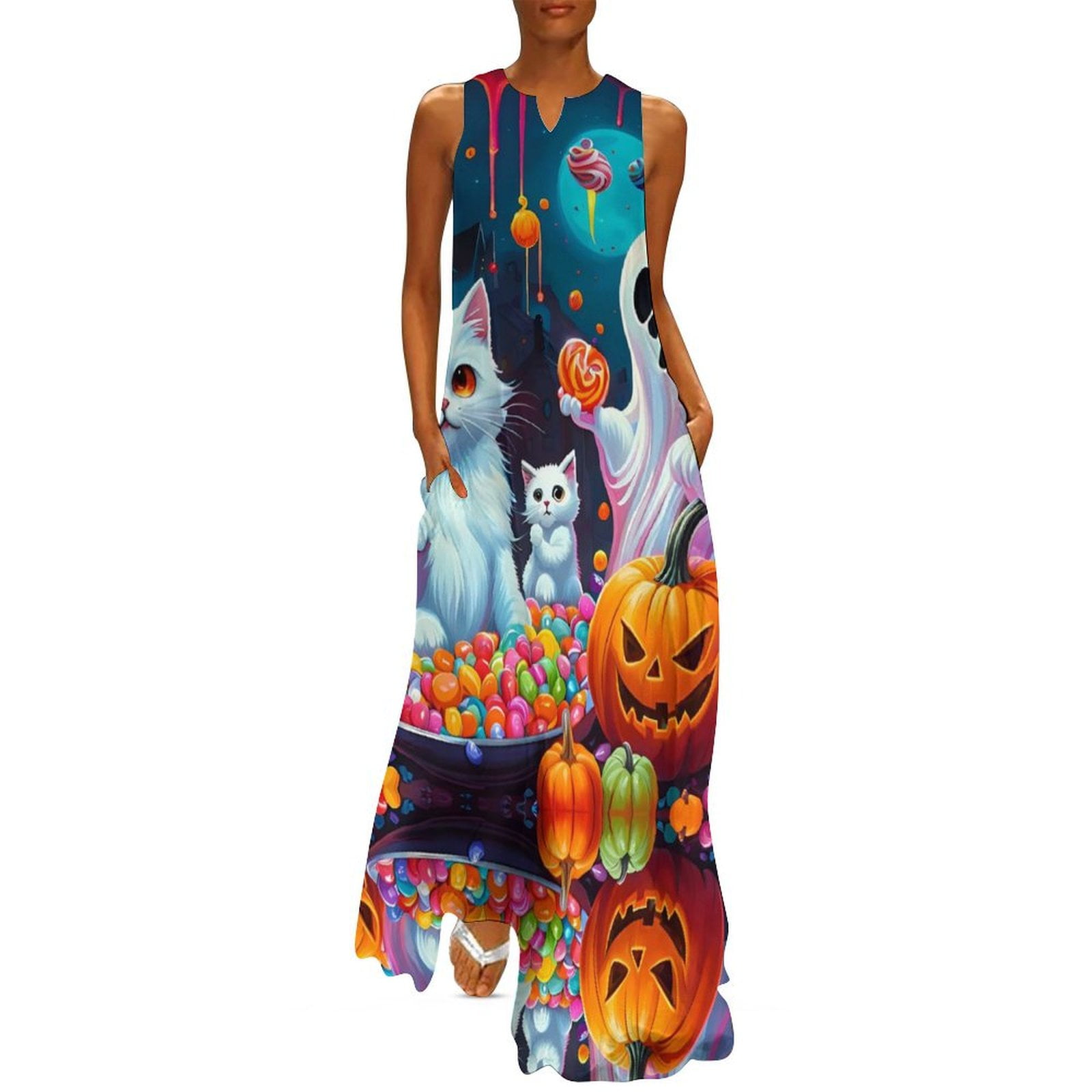 Cute Pumpkins Dress Halloween Elegant Maxi Dress Streetwear Boho Beach