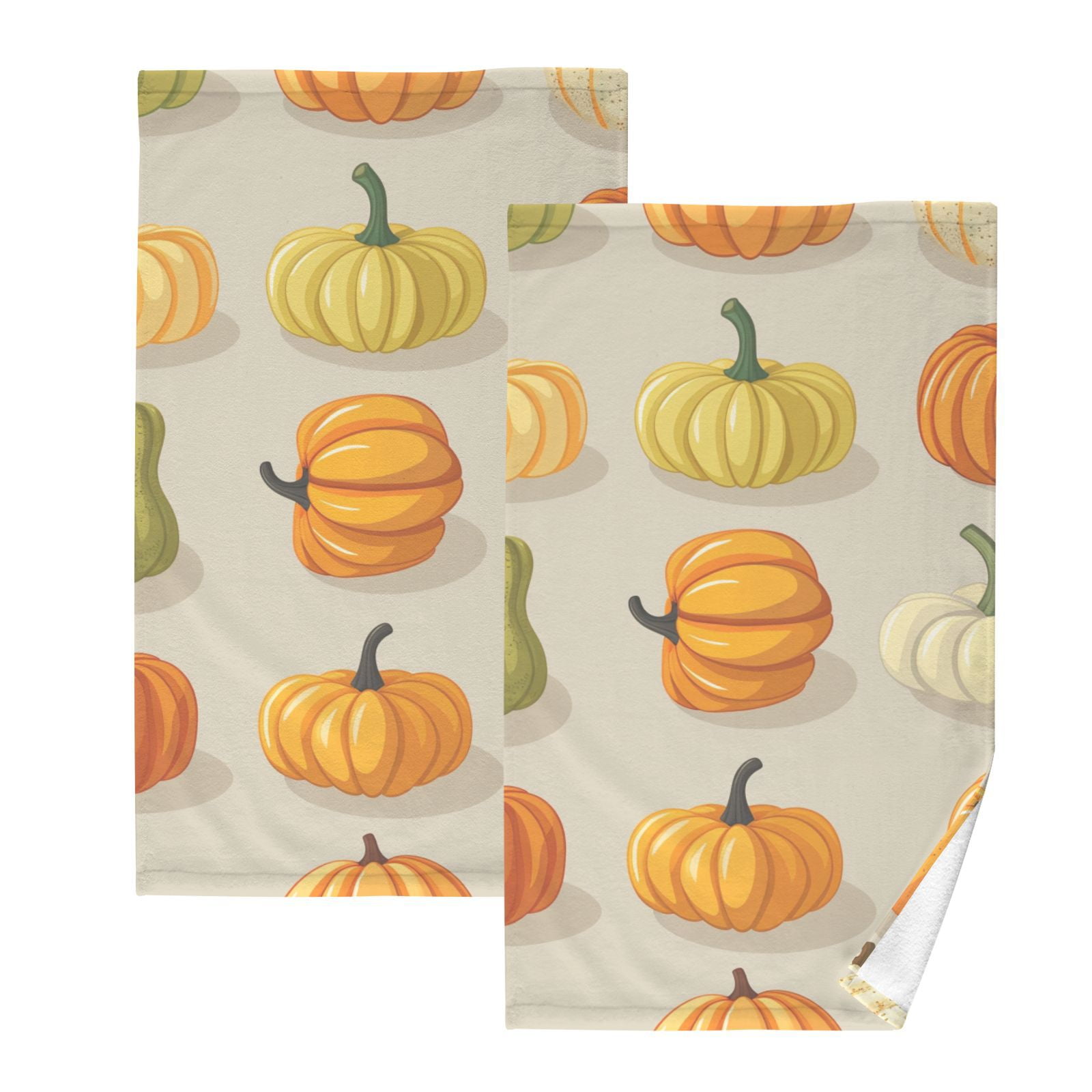 Cute Pumpkins Hand Towels Cotton Bath Towels Large Face Towels Absorbent for Bathroom 2 Packs