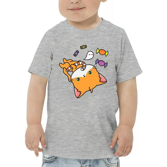 Cute Pumpkitty And Candy T-Shirt Toddler -Image by Shutterstock, 3 Toddler