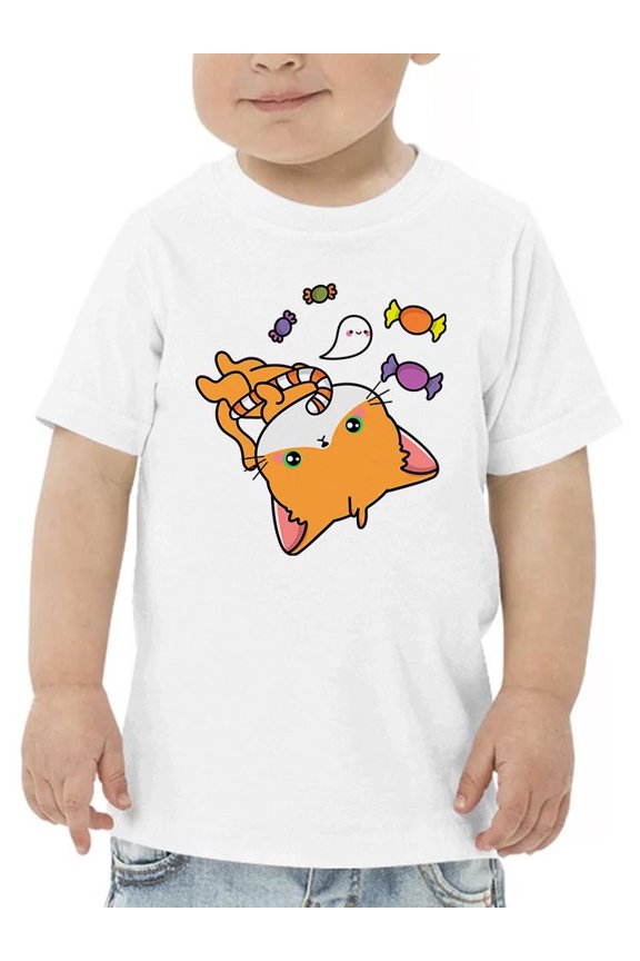 Cute Pumpkitty And Candy T-Shirt Toddler -Image by Shutterstock, 4 Toddler
