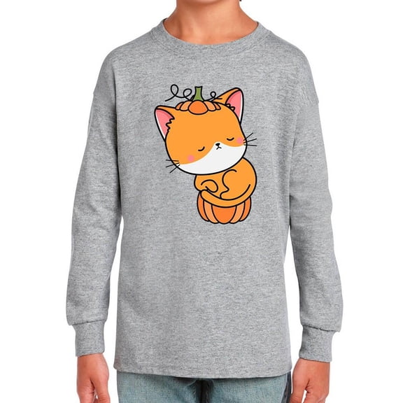 Cute Pumpkitty Pumpkin Costume Long Sleeve Toddler - Toddler Long Sleeve Tee