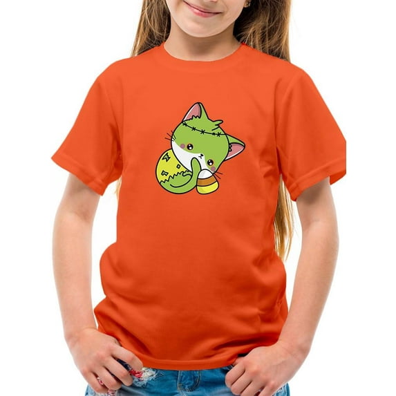 Cute Pumpkitty Zombie Costume T-Shirt Juniors -Image by Shutterstock, Small