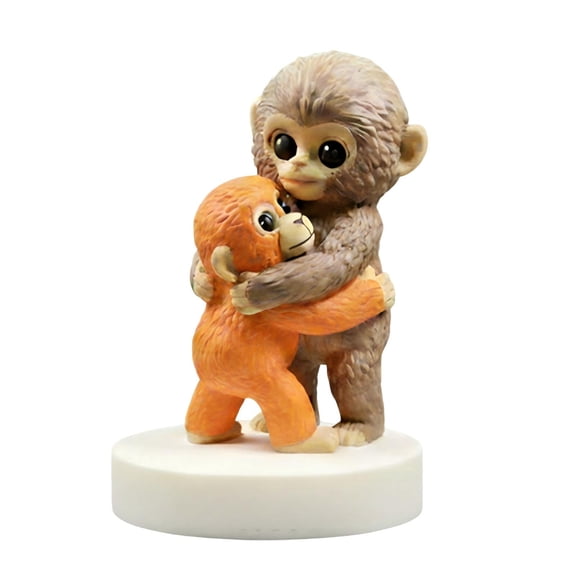 Cute Punch Monkey Hug Figurine Statue, Adorable Punch Monkey Couple Sculpture Collectible, Animal Resin Decorative Figure, Cartoon Monkey Desk Ornament for Home Office Shelf Display Decor