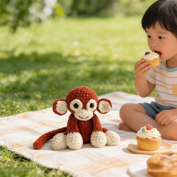 Cute Punch Monkey Plush Pillow Long Arm Stuffed Animal Soft Hugging Monkey Toy Stress Relief Decor for Nursery Kids Room Sofa Office Gift