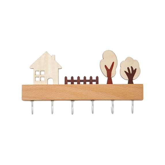 Cute Punch-free Key Hook, Wall-mounted Wooden Storage Rack, Durable Key Holder, Entryway Decor, Easy Install, Home Organization Solution, Elegant Design