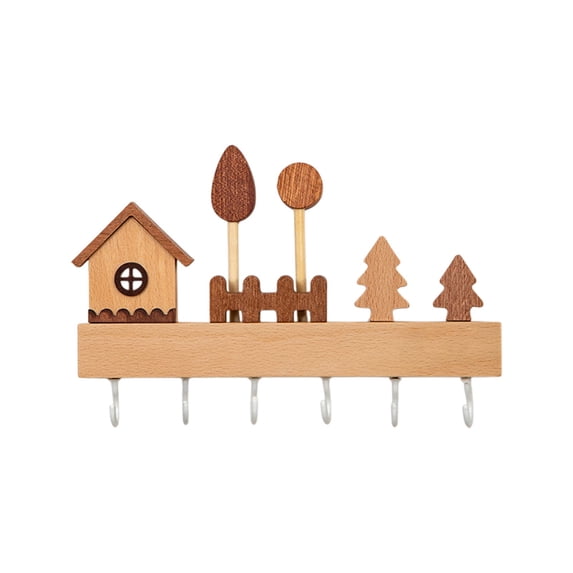 Cute Punch-free Key Hook, Wall-mounted Wooden Storage Rack, Durable Key Holder, Entryway Decor, Easy Install, Home Organization Solution, Elegant Design
