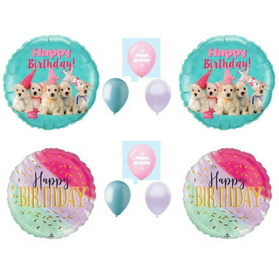 Cute Puppies Dogs Happy Birthday party balloons Decoration Supplies hats