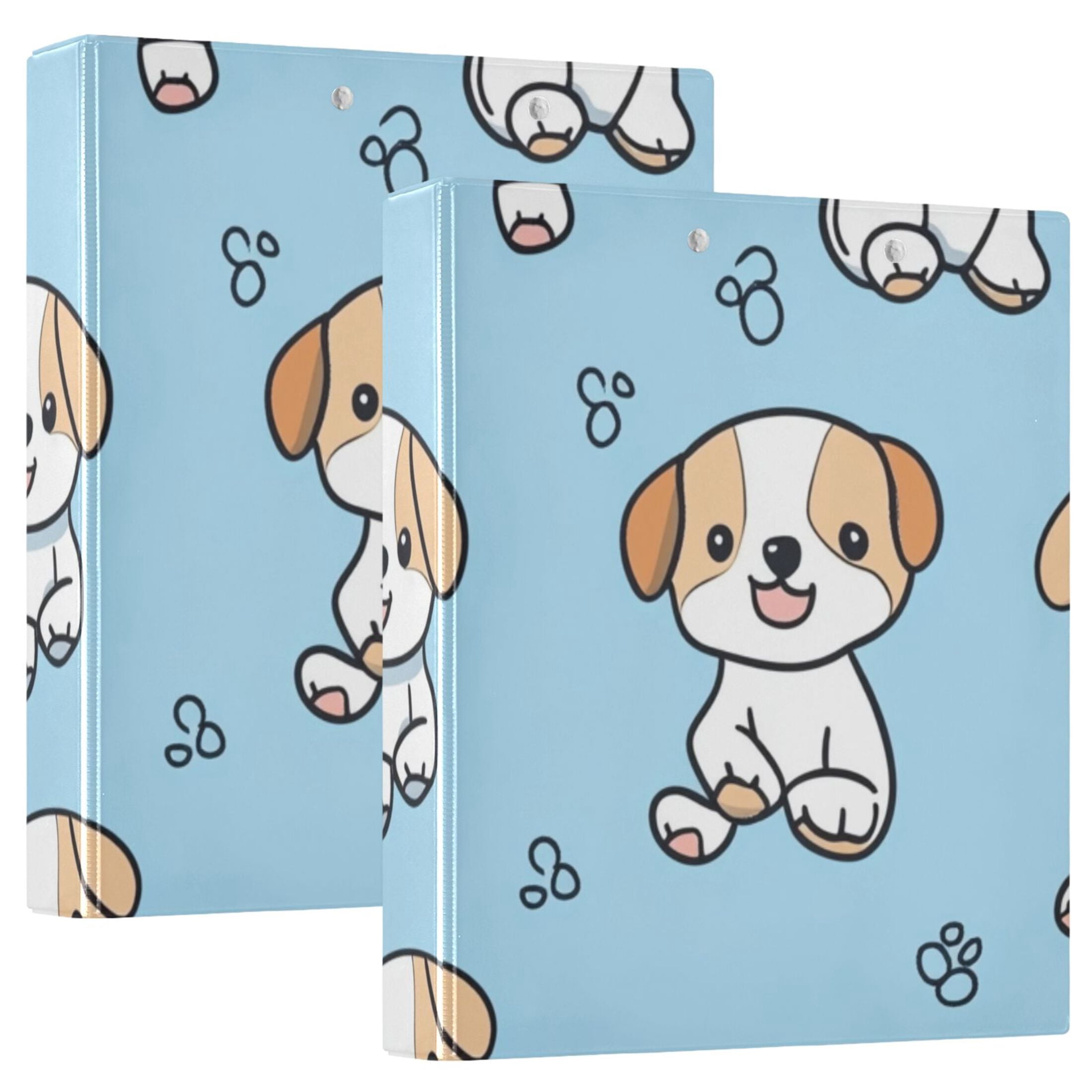 Cute Puppy 3 Ring Binders 1.5 inch Hardcover File Folders with Interior Pockets A4 Size Organizer for School Office Hospital